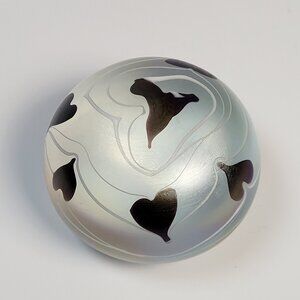 Art Glass Paperweight Heart Iridescent 2" x 3" Unbranded